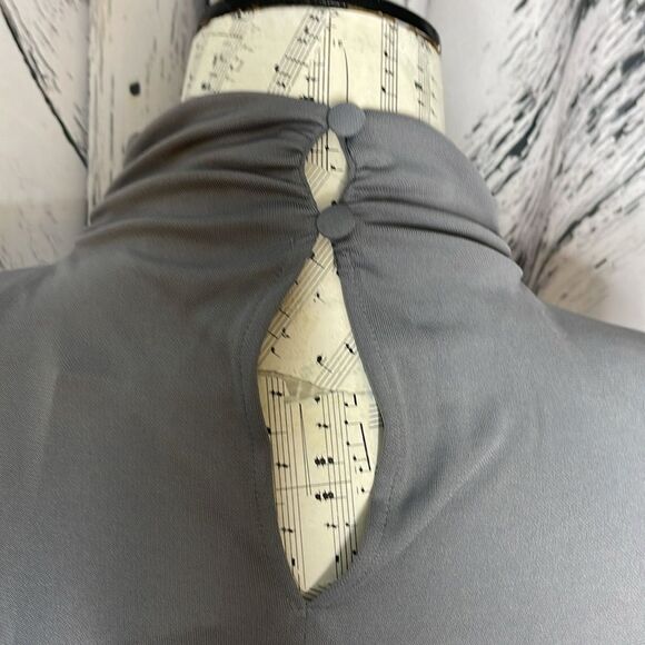 Zara Mini Dress High Low Long Sleeves Padded Shoulders Gray M - Picture 8 of 12